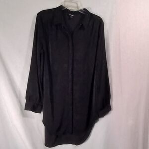 Express Black Tunic Length Button Down Shirt Size XL
